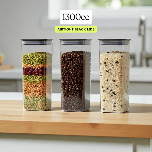 Airtight Food Storage Containers Set (3pcs) – BPA-Free Clear Pantry Jars for Cereal, Grains & Coffee