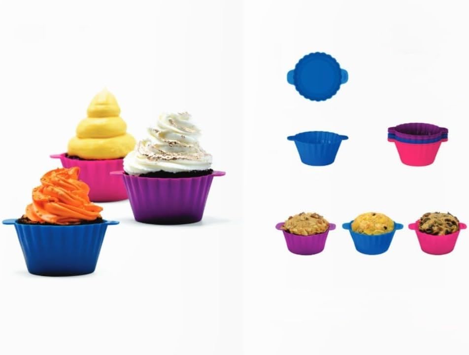 KLEEZ Silicone Baking Cups – 6-Pack, Reusable & Non-Stick Cupcake Liners – Food-Grade, Heat-Resistant, Multi-Color Muffin Molds for Baking