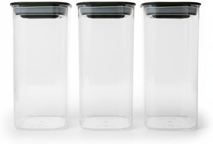 Airtight Food Storage Containers Set (3pcs) – BPA-Free Clear Pantry Jars for Cereal, Grains & Coffee