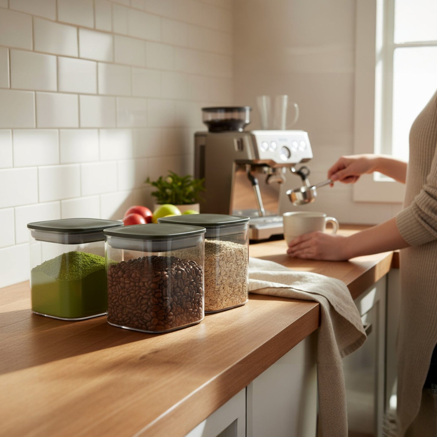 Airtight Food Storage Containers Set (3pcs) – BPA-Free Clear Pantry Jars for Cereal, Grains & Coffee