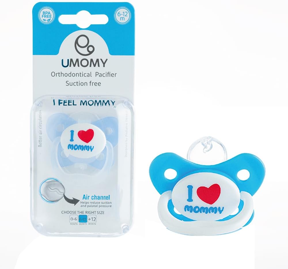 Ultra Light Silicone and Orthodontic Pacifier, Symmetrical One Piece Design, BPA-Free and Food Grade Silicone Binkies, Reduces Pressure on Teeth & Jaw, Silicone Nipple - (Blue, 6-12 Month)