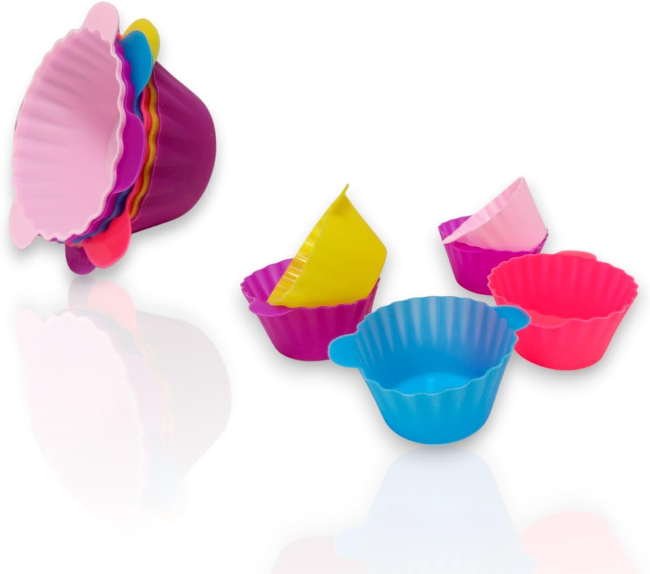 KLEEZ Silicone Baking Cups – 6-Pack, Reusable & Non-Stick Cupcake Liners – Food-Grade, Heat-Resistant, Multi-Color Muffin Molds for Baking