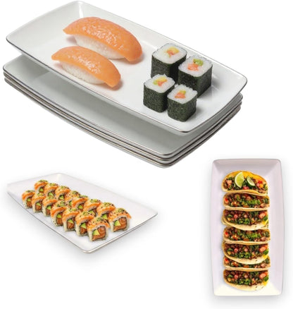 Elegant Rectangular Serving Platters Set (6pcs) – Reusable Plastic Trays for Snacks, Fruits & Desserts