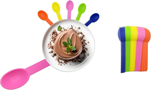 Silicone Sweet Spoons – 25pcs Reusable Dessert & Ice Cream Spoons, Colorful, BPA-Free, Soft Touch, Ideal for Parties, Cafes, and Everyday Use
