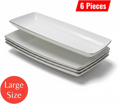 Elegant Rectangular Serving Platters Set (6pcs) – Reusable Plastic Trays for Snacks, Fruits & Desserts