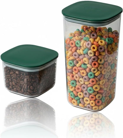 Airtight Food Storage Containers Set (2pcs) – BPA-Free Clear Pantry Jars 1300cc & 500cc for Cereal, Pasta & Coffee