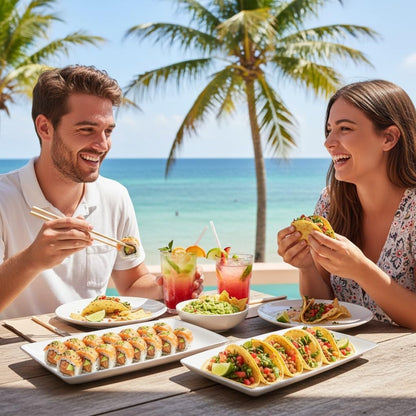 Elegant Rectangular Serving Platters Set (6pcs) – Reusable Plastic Trays for Snacks, Fruits & Desserts