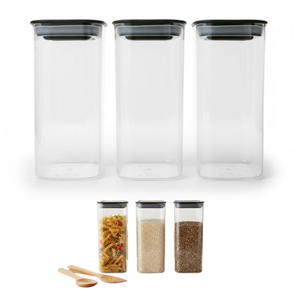 Airtight Food Storage Containers Set (3pcs) – BPA-Free Clear Pantry Jars for Cereal, Grains & Coffee