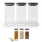 Airtight Food Storage Containers Set (3pcs) – BPA-Free Clear Pantry Jars for Cereal, Grains & Coffee