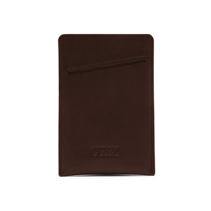 OREZ Slim Leather Phone Sleeve – Minimalist Card Holder with Pull Tab