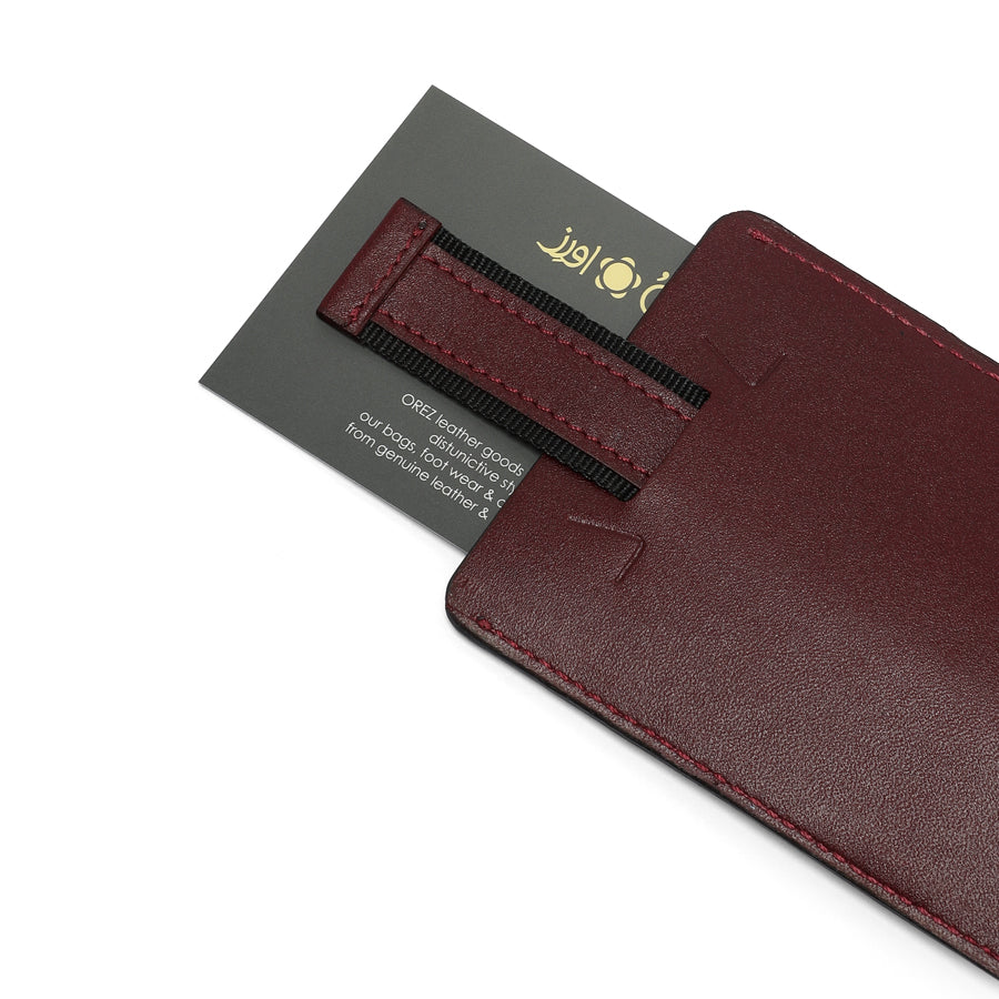 OREZ Slim Leather Phone Sleeve – Minimalist Card Holder with Pull Tab