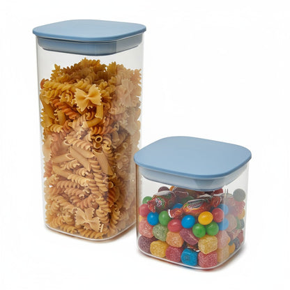 Airtight Food Storage Containers Set (2pcs) – BPA-Free Clear Pantry Jars 1300cc & 500cc for Cereal, Pasta & Coffee
