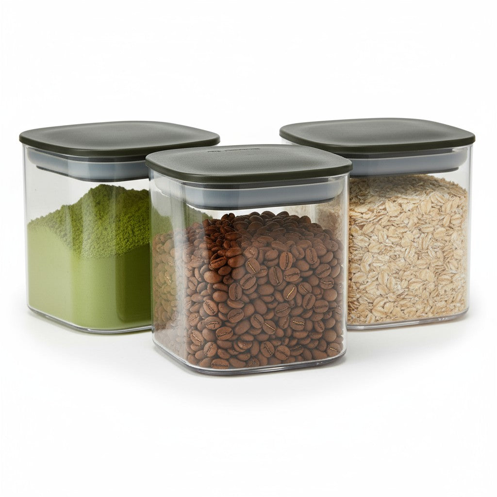 Airtight Food Storage Containers Set (3pcs) – BPA-Free Clear Pantry Jars for Cereal, Grains & Coffee
